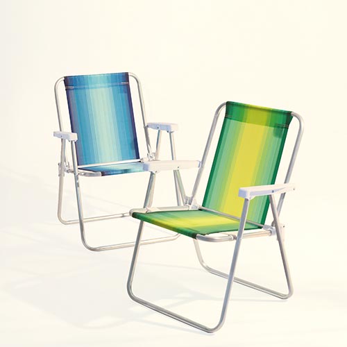 Sillas Playeras Alta Aluminio Rayada Mor