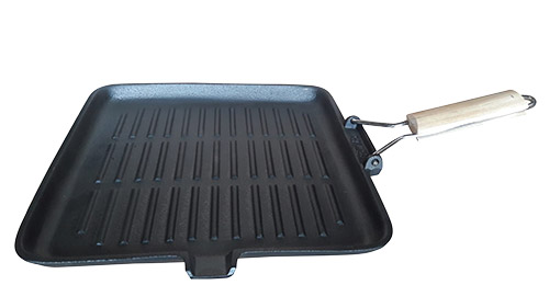 Planchas Grill Cuadrada De Hierro Con Asa 28x28cm