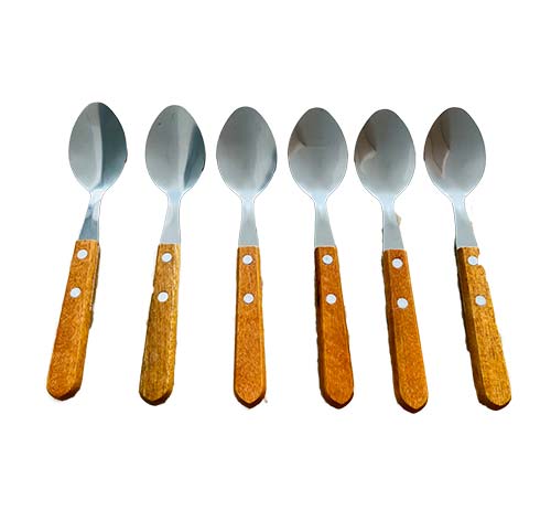 Set De Cubiertos, Cucharas Mango Madera 6 Piezas