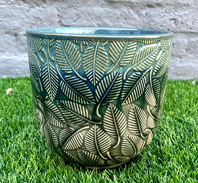 Macetas De Cerámica Hojas 18.2x18.2x17cm