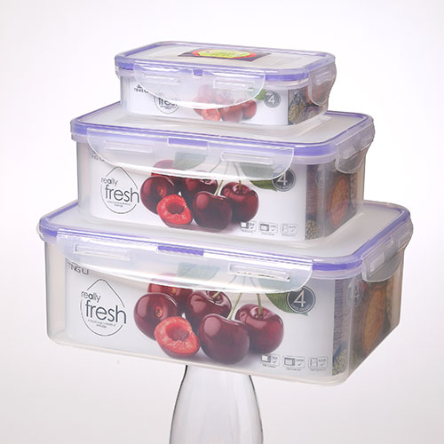 Set De 3 Viandas De Plástico Rectangulares