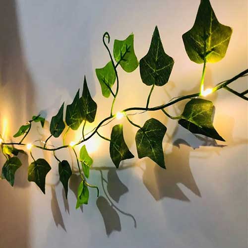 Guirnalda De Luces Con Hojas Solar 50ud 5mt