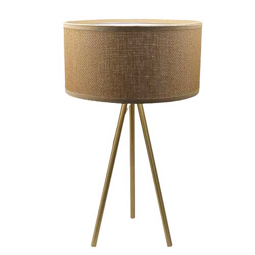 Lámpara De Mesa Fibra Oro