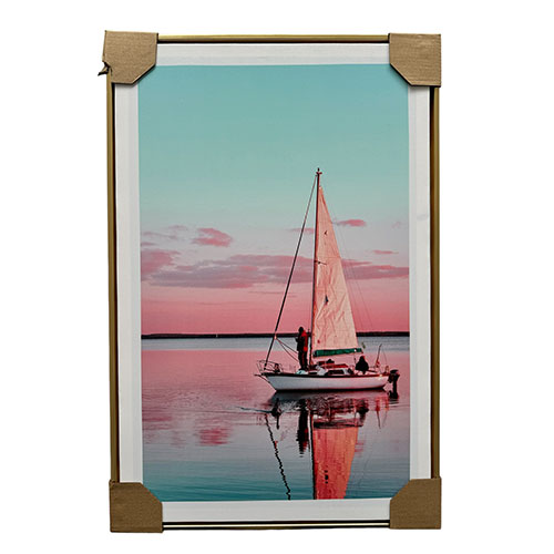 Cuadro Decorativo 40x60 Velero Marco Dorado