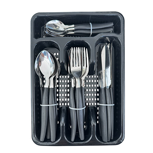 Juego De Cubiertos Acerinox 24ud. Cubertero Negro