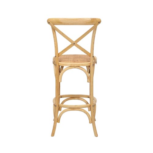 Banqueta Cross Alta Madera y Rattan