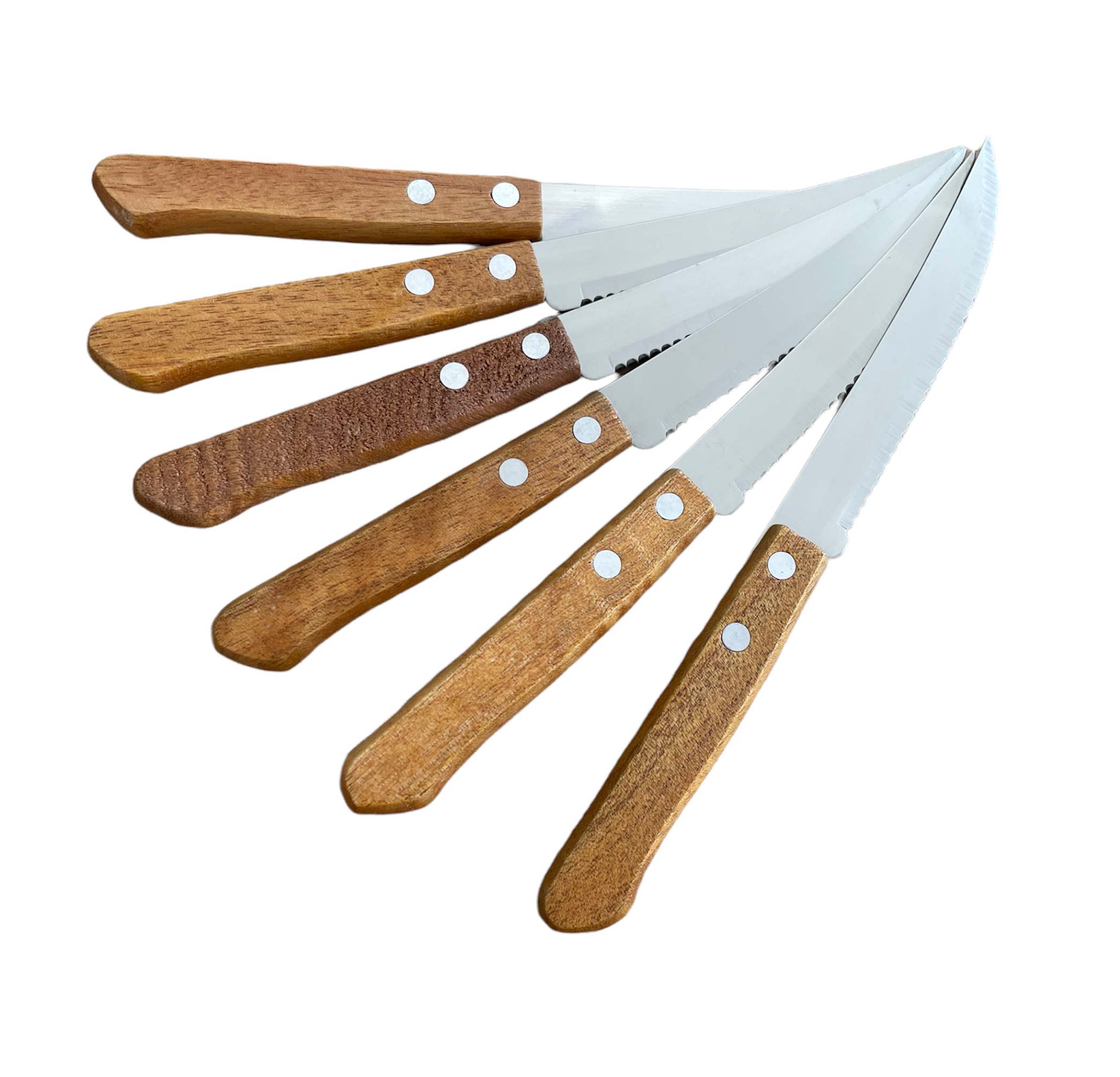 Set De Cubiertos, Cuchillos Mango Madera 6 Piezas