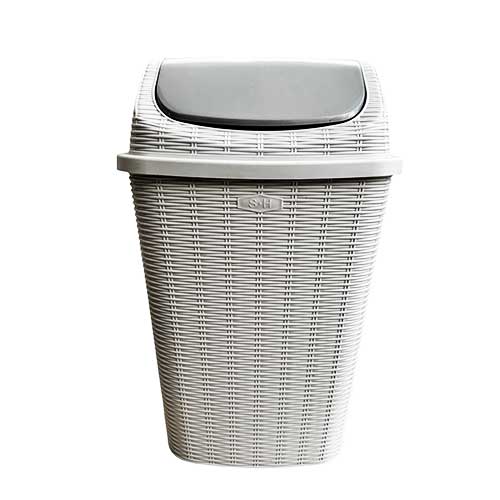 Papelera De Plástico Símil Rattan