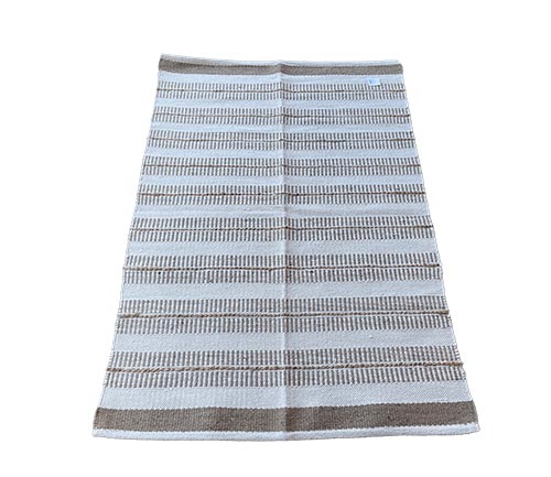 Alfombras De Yute Y Algodón 100x150 Natural-Blanco