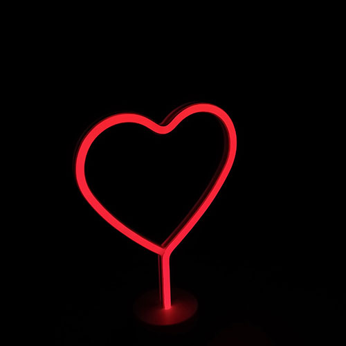 Lámpara De Neón Corazón Con Base