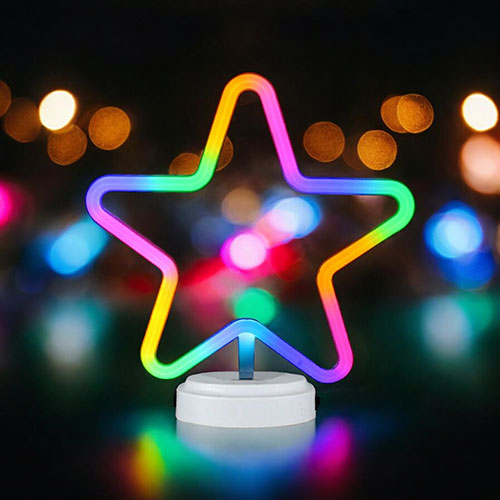 Lámpara De Neón Estrella Con Base