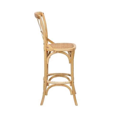 Banqueta Cross Alta Madera y Rattan