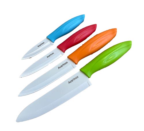 Set De Cuchillos De Cerámica 4 Piezas Con Base