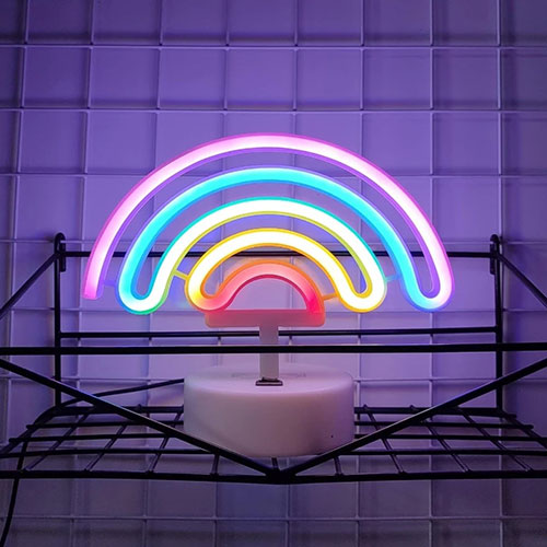 Lámpara De Neón Arcoíris Con Base