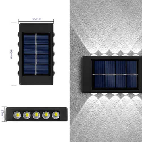 Aplique De Pared Doble Luz Led Solar 10cm