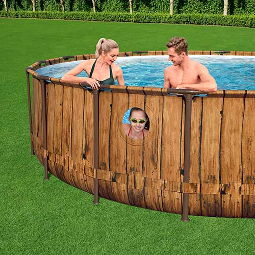 Piscina Estructural 19.480Lt Bestway Diseño Madera