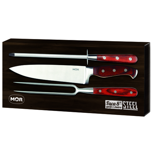 Set Asador 3P Madera Mor 3945 Cuch-Tened-Chaira