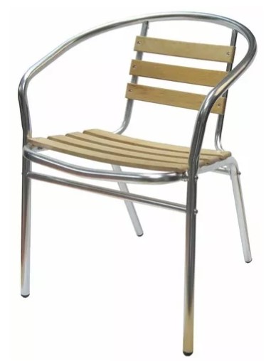 Sillas De Aluminio y Madera Brazo Simple