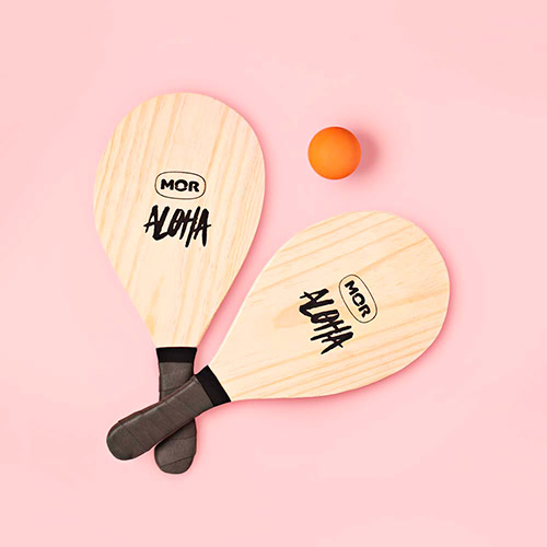 Juego De Tenis Paletas Aloha De Madera Mor