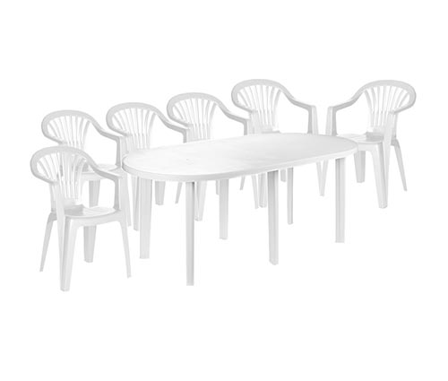 Combo Mesa Tavolo 180x090 + 6 Sillas Altea Blanco