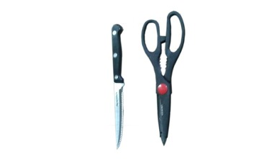 Cuchillos Set Con Tijera En Base De Madera