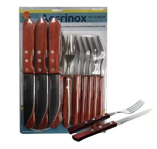Cuchillos y Tenedores Para Asado 12Piezas