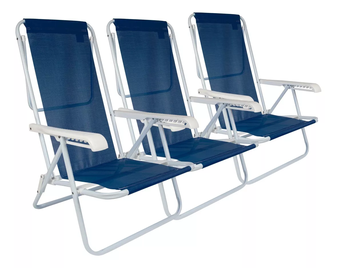 Sillas Playeras 8 Pos Acero Sannet Azul Marino Mor