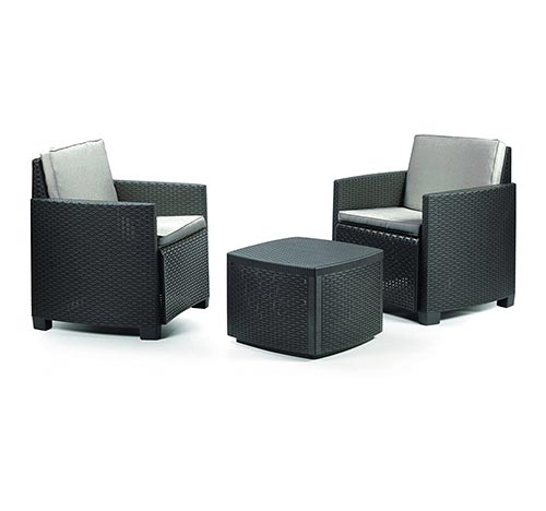 Set Trinacria De Jardín Línea Rattan Antracita