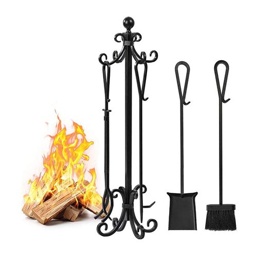 Set De Estufa A Leña 22x22x83cm.