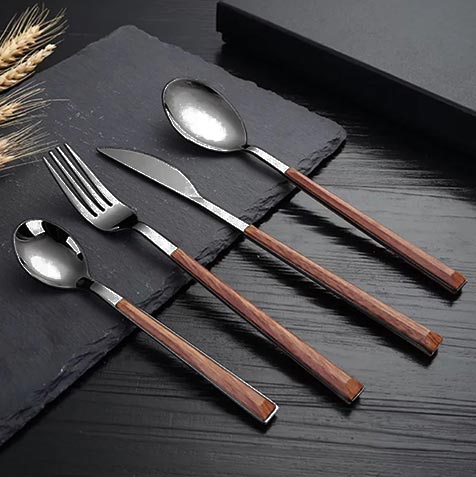 Set De Cubiertos Premium 4 Pzas Black Mango Marrón