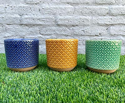 Macetas De Cerámica Mosaico 14.2x14.2x13.5cm