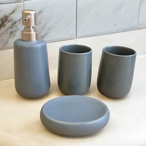 Set De Accesorios Para Baño 4 Piezas Gris
