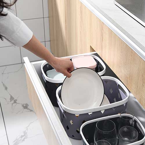 Canasto Organizador Calado Rombos 30.5x19.6x16.5cm