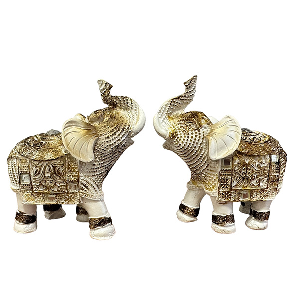 Adorno Pareja de Elefantes Poliresina