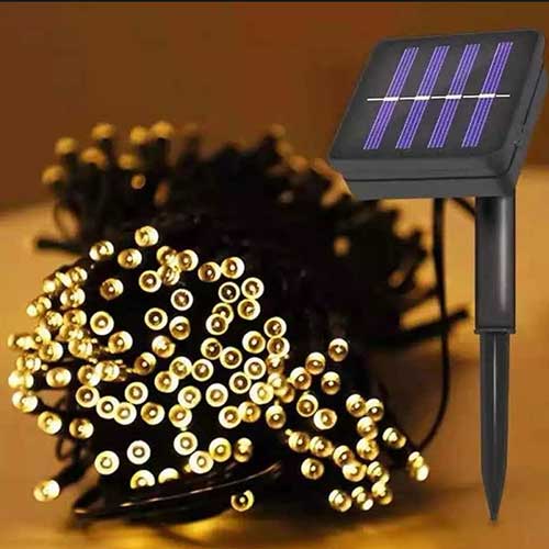 Guía De Luces De Arroz Solar Cálida 10mt 100 Led