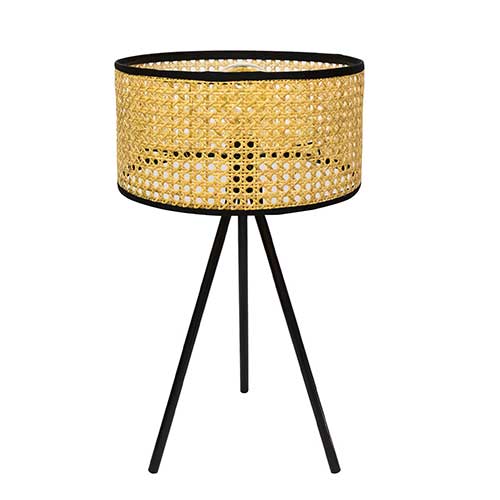 Lámpara De Mesa Rattan Negro
