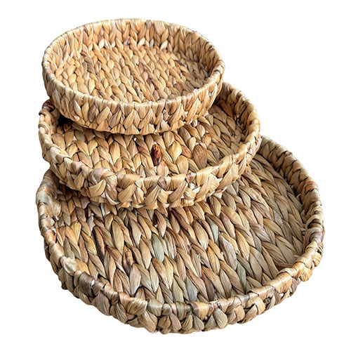 Bandejas Redondas Fibra Seagrass Set x 3