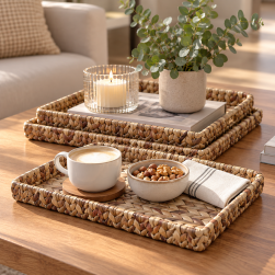 Bandejas Rectangulares Fibra Seagrass Set x 3