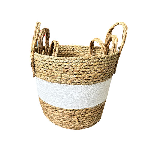 Canastos Decorativos Set x 3 Franja Blanca