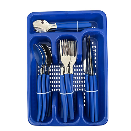 Juego De Cubiertos Acerinox 24ud. Cubertero Azul