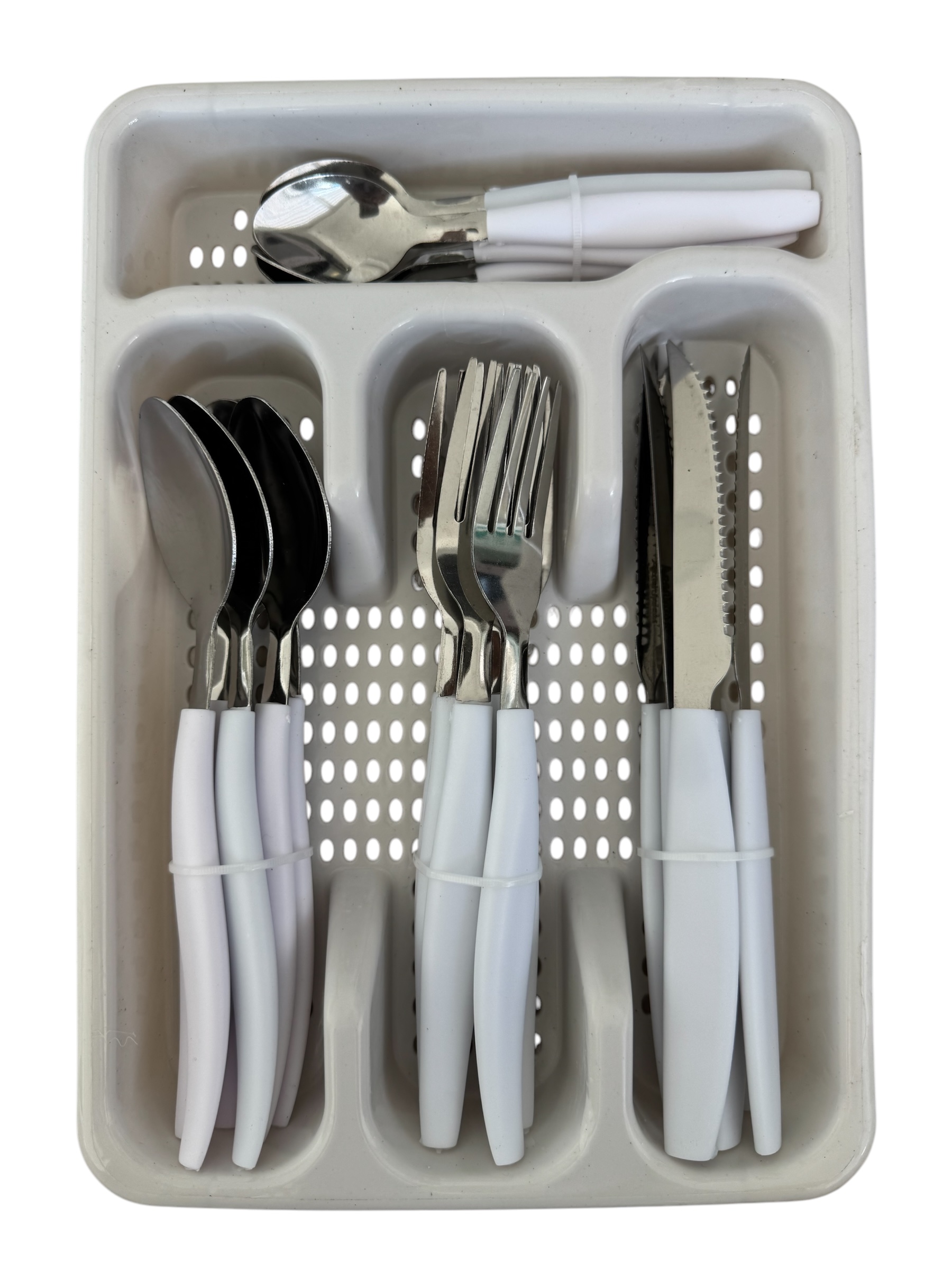 Juego De Cubiertos Acerinox 24ud. Cubertero Blanco