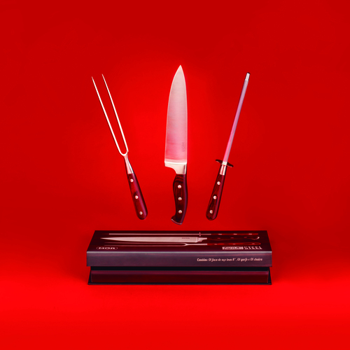 Set Asador 3P Madera Mor 3945 Cuch-Tened-Chaira