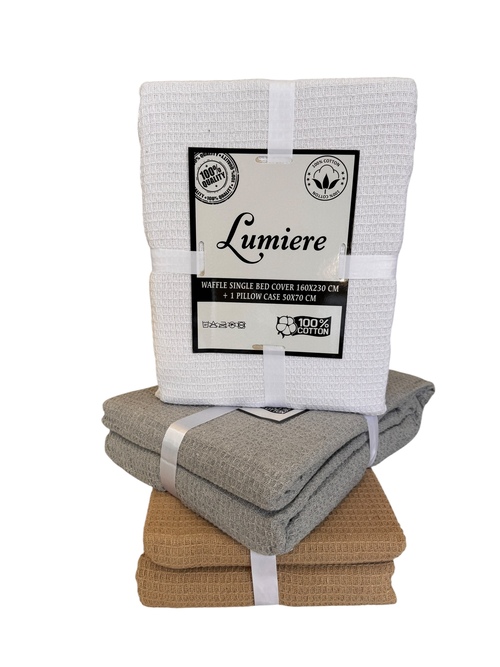 Cubrecamas 1 Plaza 160x230 Waffle Funda 50x70