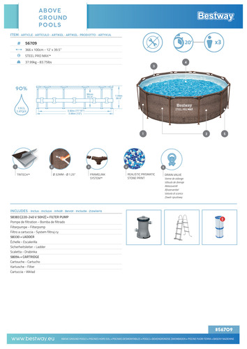 Piscina Estructural 9150Lt Bestway 56709 Ratán