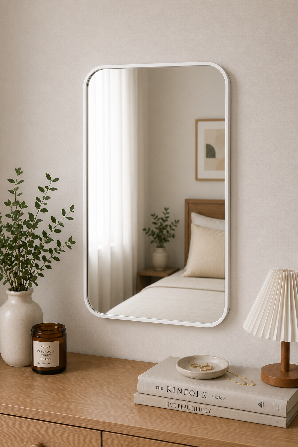 Espejo Rectangular 40x60 Marco Blanco