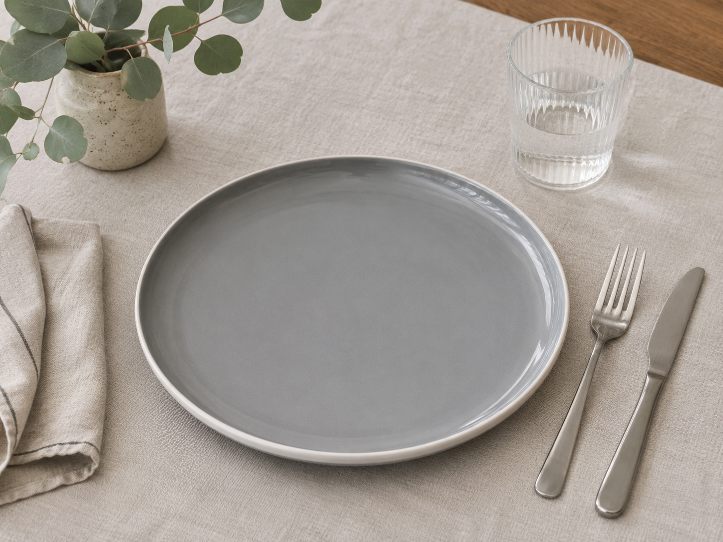 Plato Llano 27cm Cerámica Gris