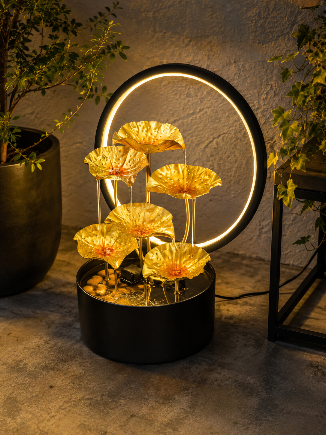 Fuente De Agua LED Negra