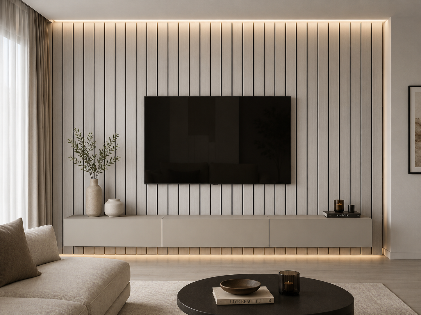 Panel PVC Ranurado Flat Gris 30x240