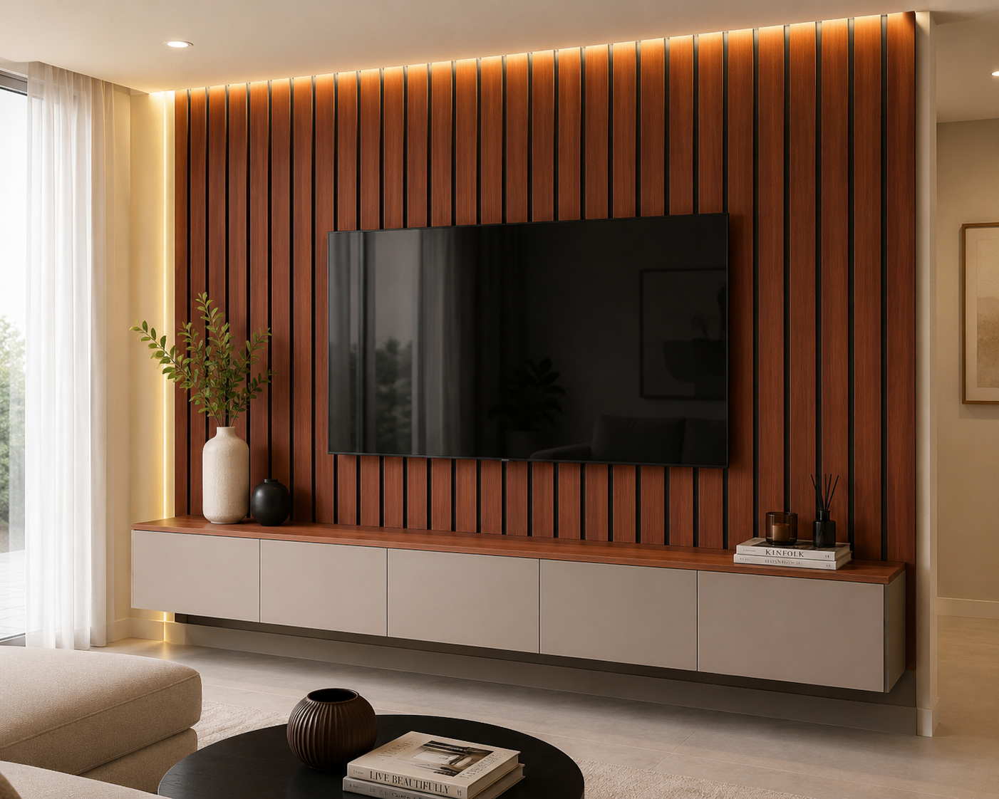 Panel PVC Ranurado Flat Nogal 30x240
