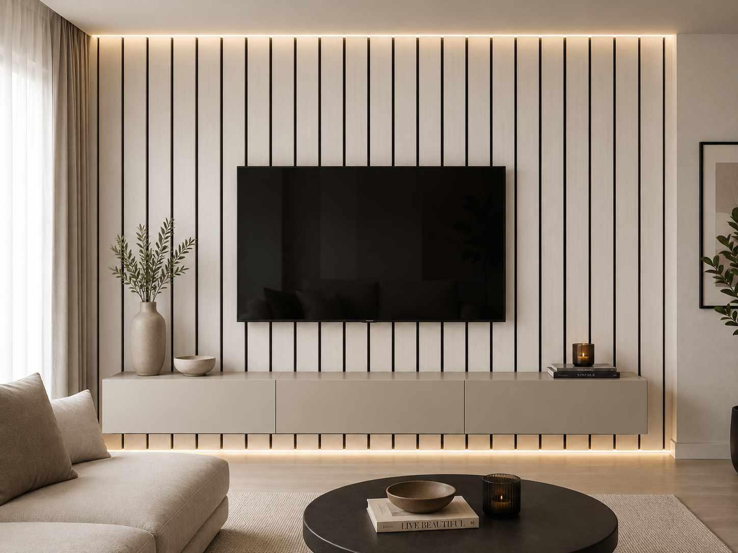 Panel PVC Ranurado Flat Off White 30x240